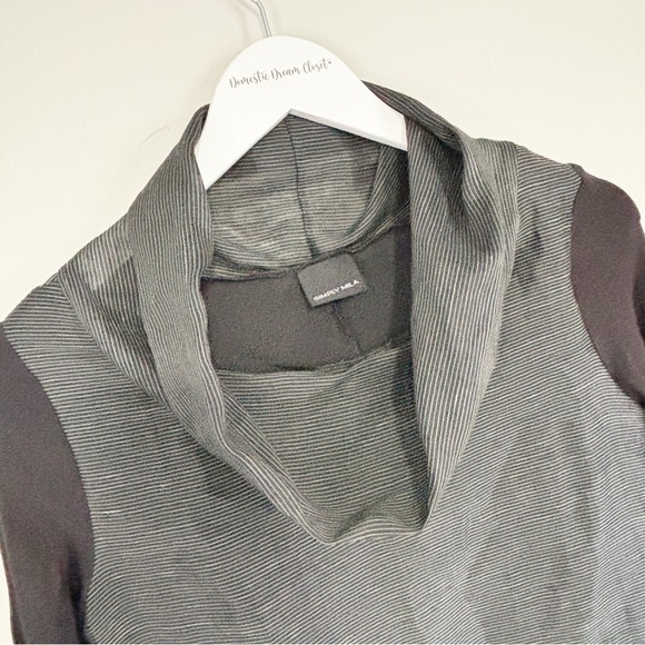 SIMPLY MILA Women’s Black Chalk Stripe Cowl Neck Dress Lagenlook USA Size XS - Picture 3 of 11